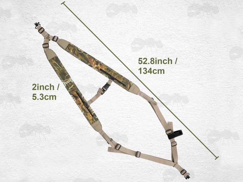 Khaki Canvas and Reed Camouflage Neoprene Backpack Harness Style Rifle Sling