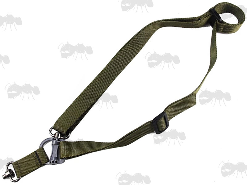 Two Point Sling with 10mm QD Socket Swivels, Setup as Single Point Sling, In Green