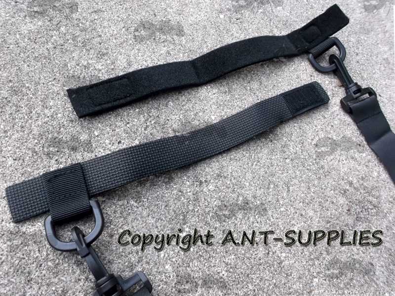 Close View of The Black Canvas Shoulder Carry Sling with Velcro Loop End Fittings