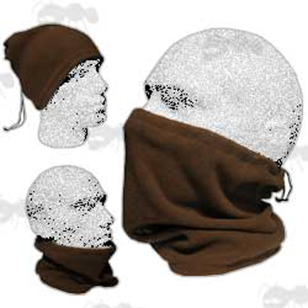 Brown Fleece Neck Gaiter / Face Mask / Hat