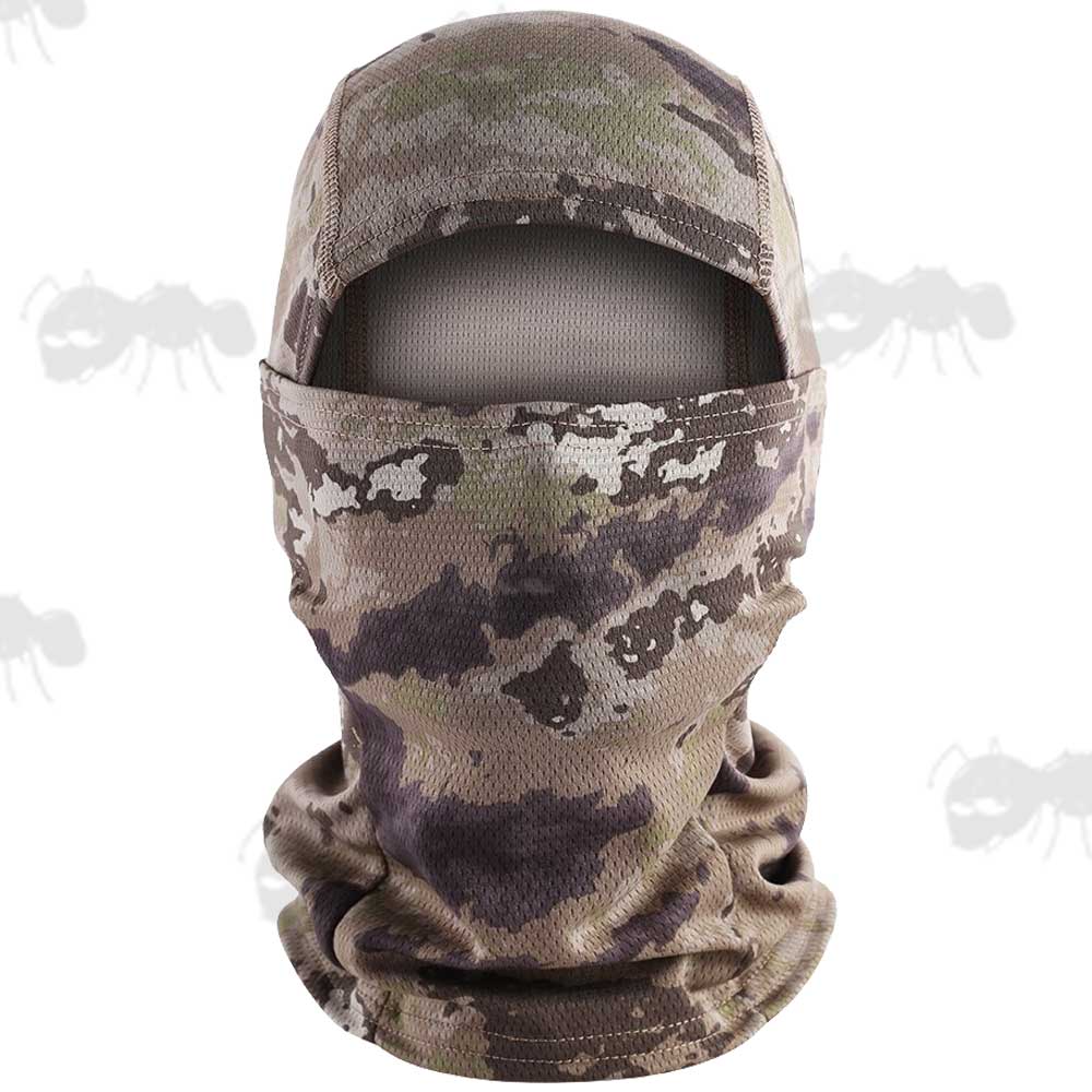 Speckled All Terrain Camouflage Coloured Open Face Balaclava