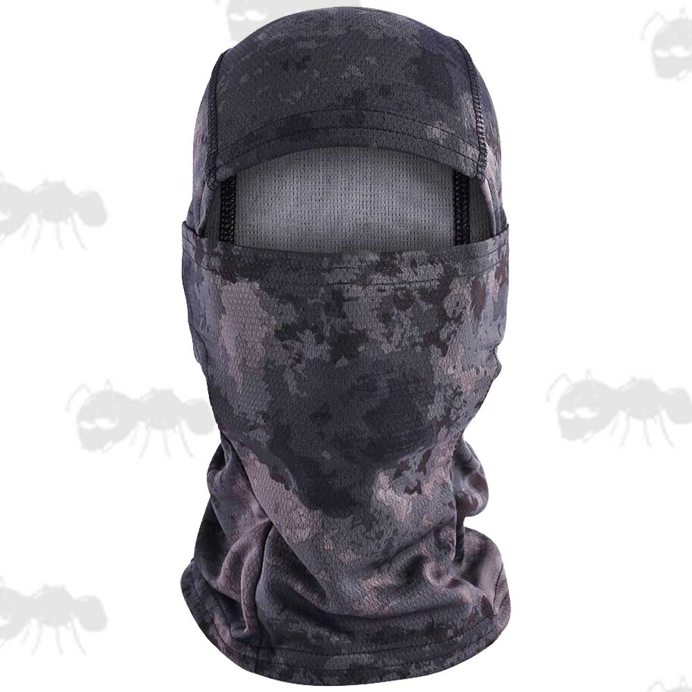 Speckled Dark Camouflage Coloured Open Face Balaclava