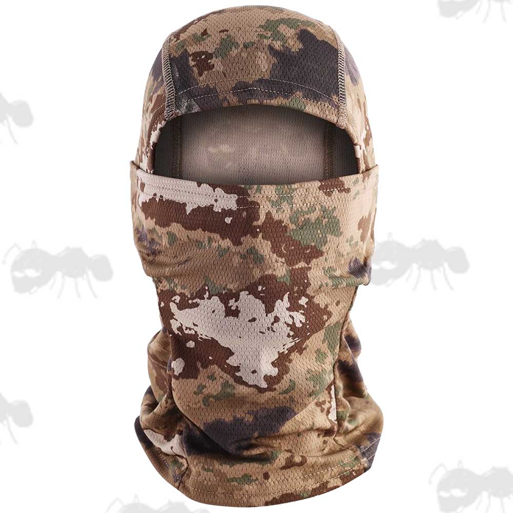 Speckled Desert Camouflage Coloured Open Face Balaclava