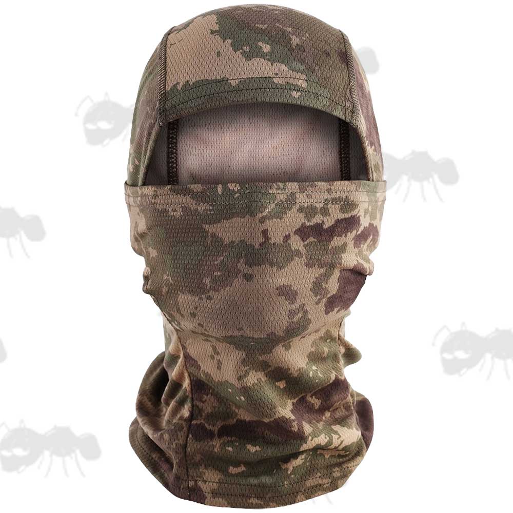Speckled Jungle Camouflage Coloured Open Face Balaclava