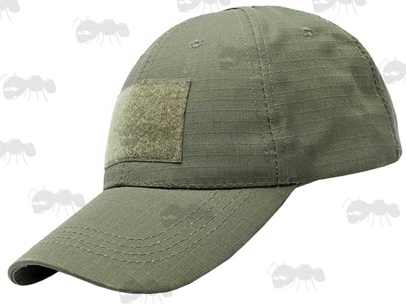 All Green Baseball Cap with Negative Velcro Patch Holder