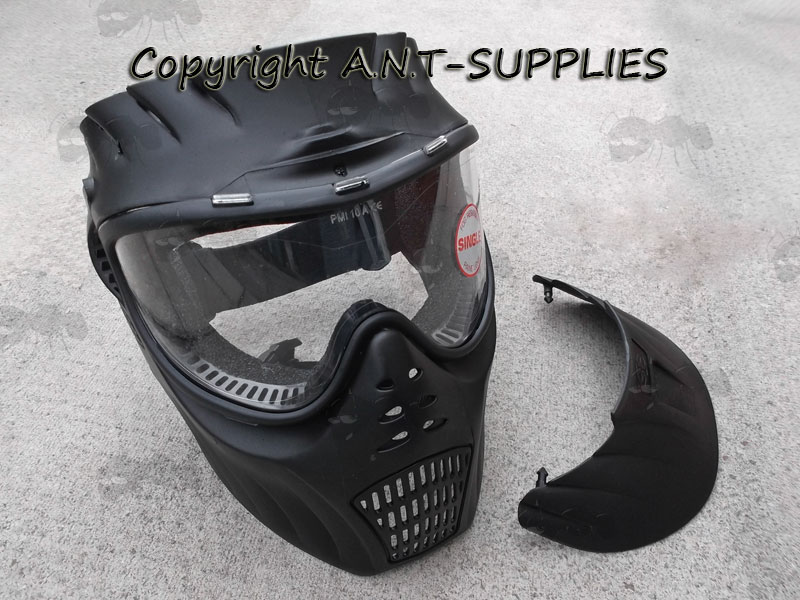 Empire X-RAY Black Paintball Mask with Clear Goggles and Visor Removed