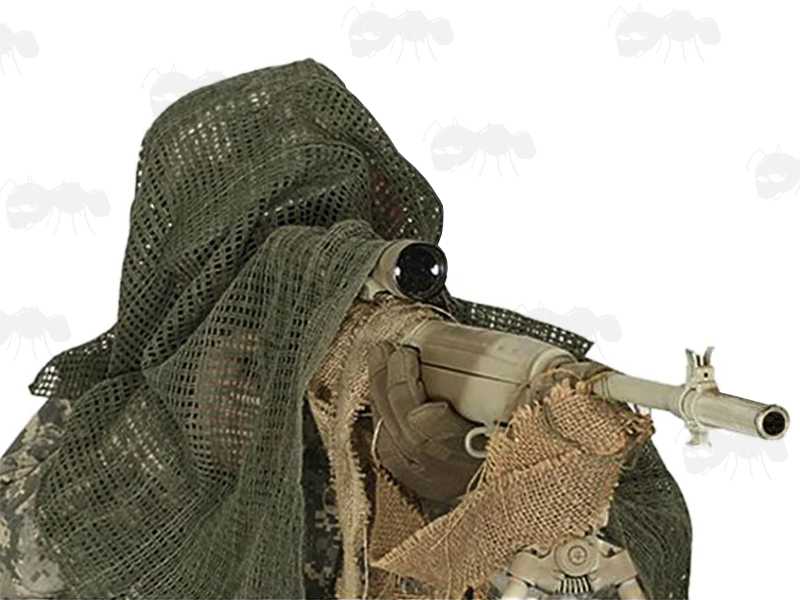 Sniper Concealment Netting Head Cover / Scarf in Green