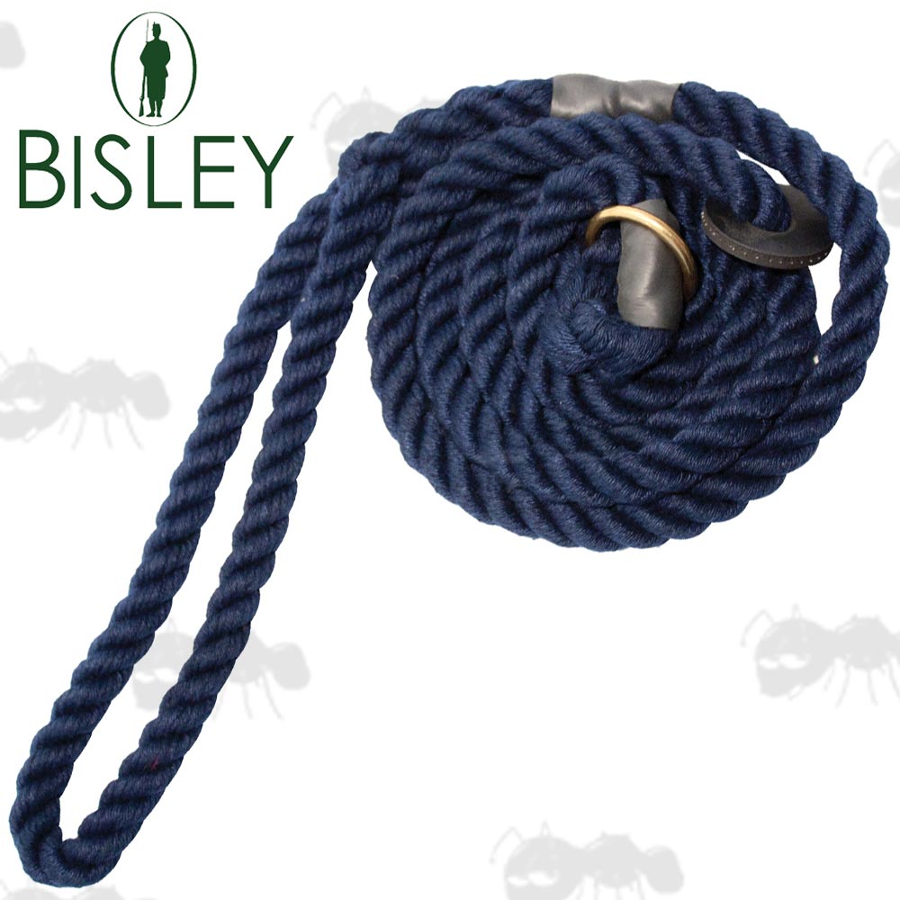 Bisley 12mm Thick Elite Dog Blue Rope Slip Lead With Brass Ring and Rubber Stopper