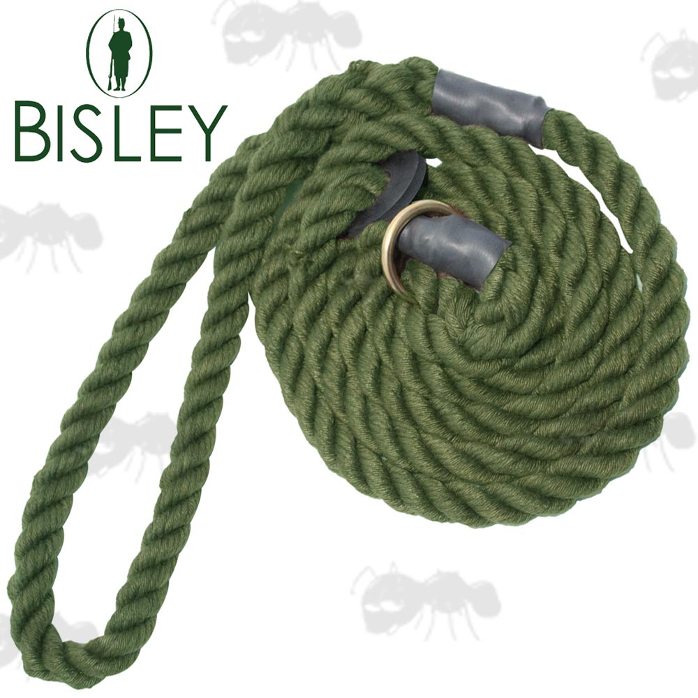 Bisley 12mm Thick Elite Dog Green Rope Slip Lead With Brass Ring and Rubber Stopper