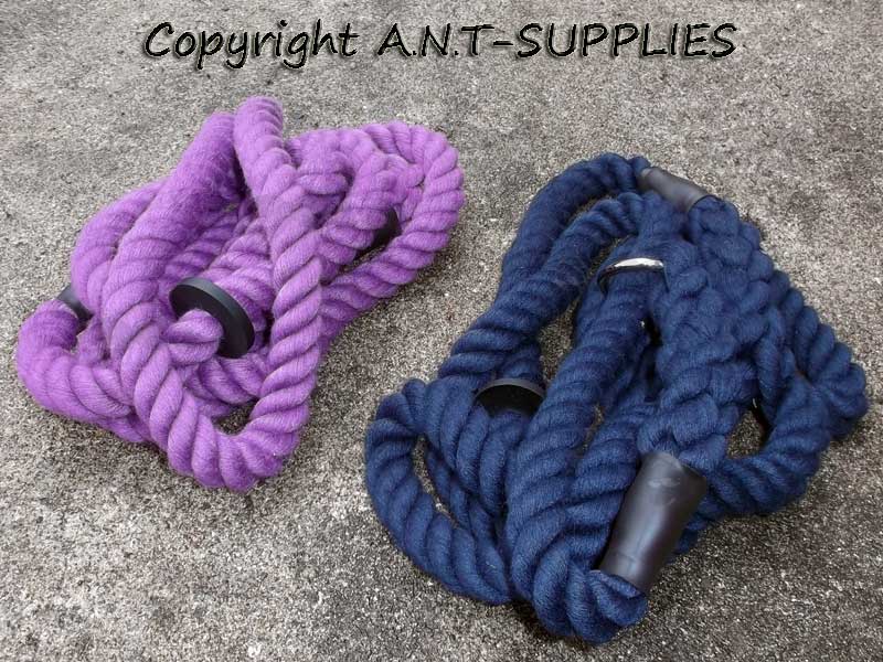 Bisley 12mm Thick Elite Dog Rope Slip Leads With Brass Ring and Rubber Stopper, In Purple and Blue