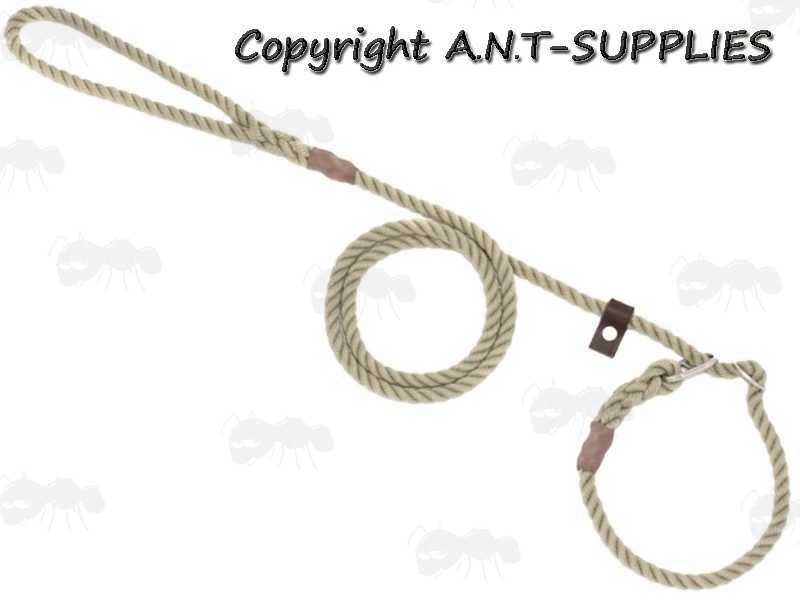 8mm Thick Bisley Double Stop Natural Rope Dog Slip Lead