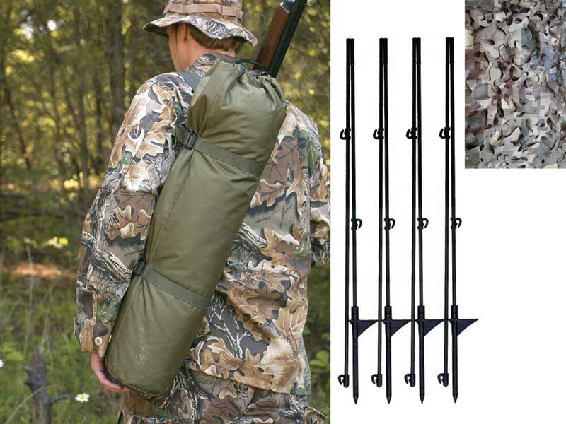 Complete Camo Netting Blind With Supports and Carry Bag