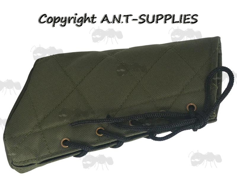 Plain Green Quilted Canvas Butt End Cover With Lace-Up Design