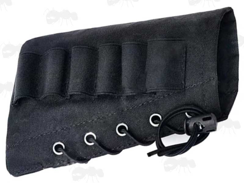 Six Shotgun Cartridge Loops on a Black Canvas Butt End Cover with Lace-Up Design