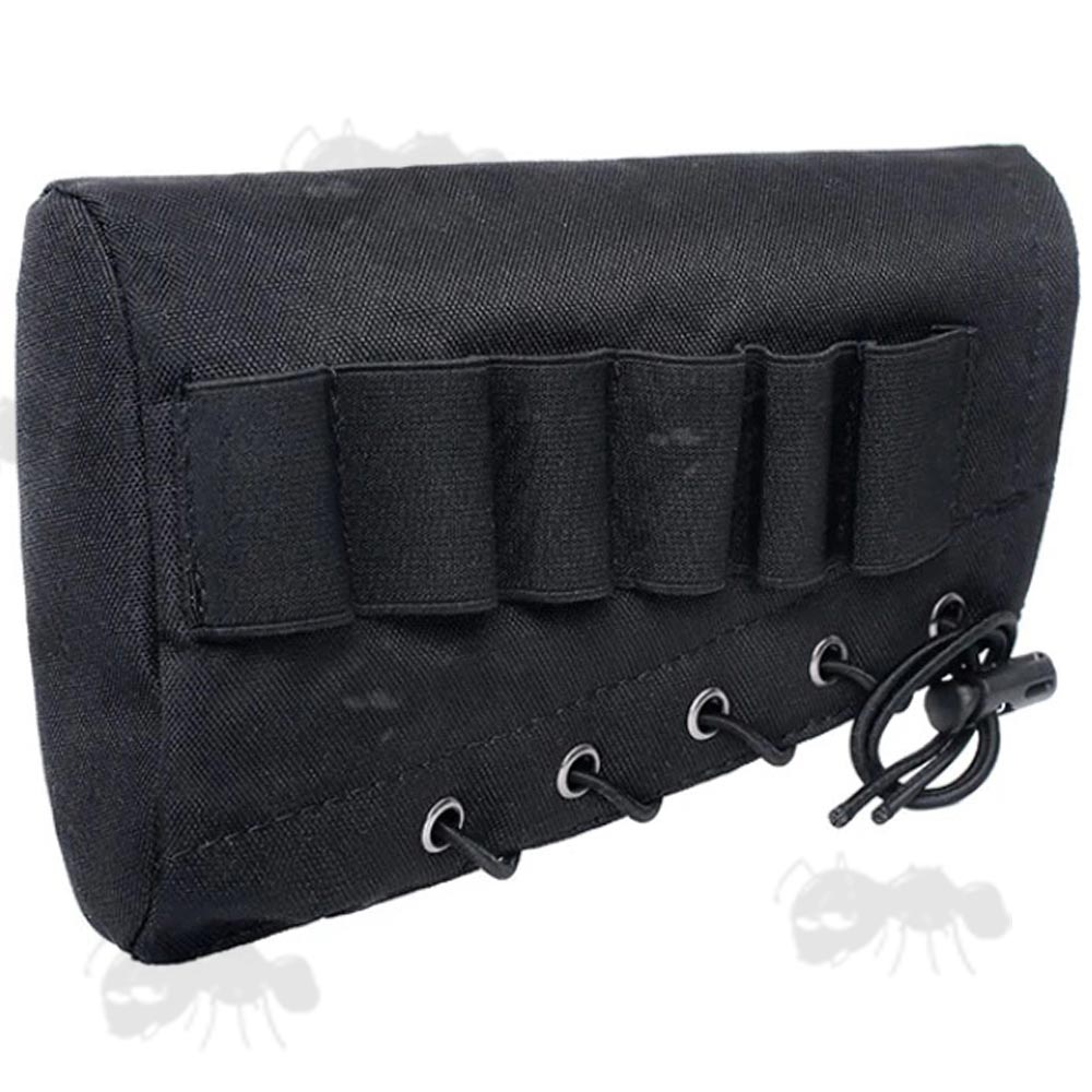 Six Shotgun Cartridge Loops on a Black Canvas Butt End Cover With Lace-Up Design