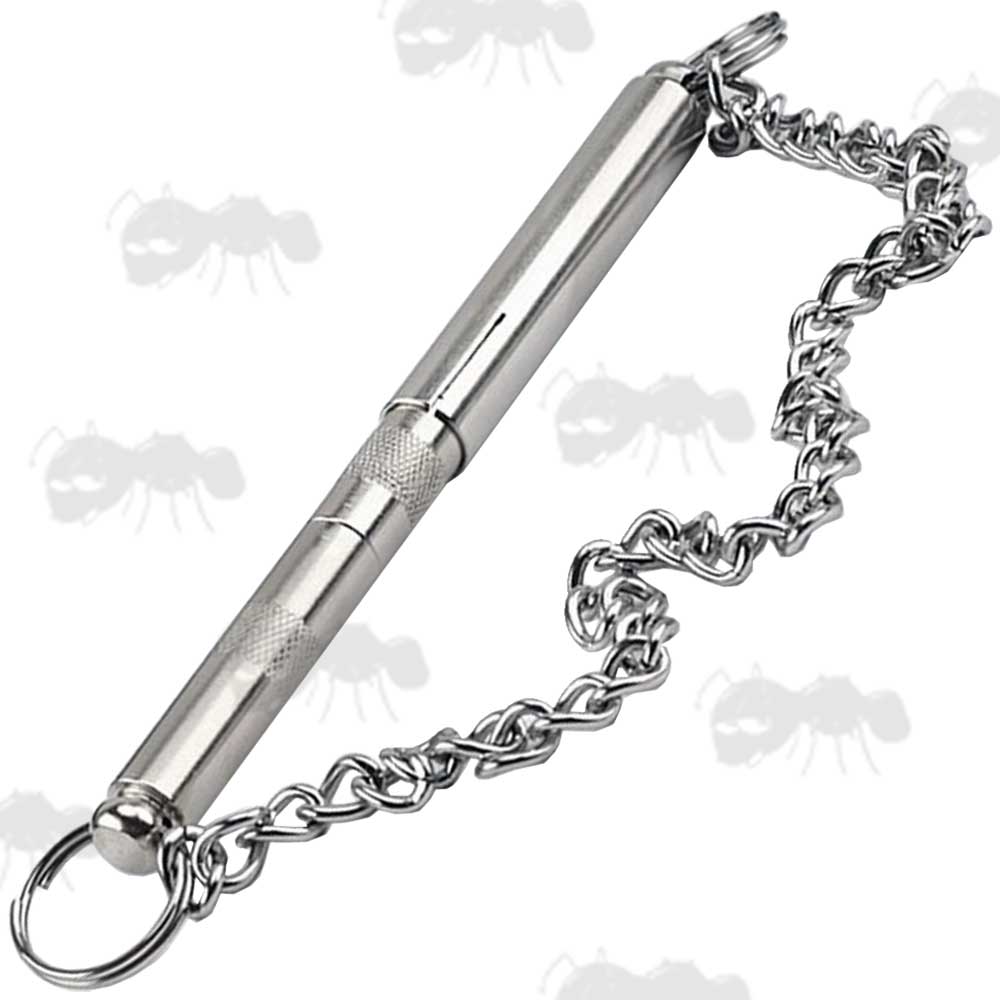 Silver Coloured Silent Dog Whistle Mark Two with Cover and Chain