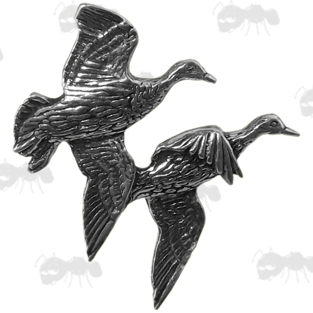 Two Ducks in Flight Pewter Badge