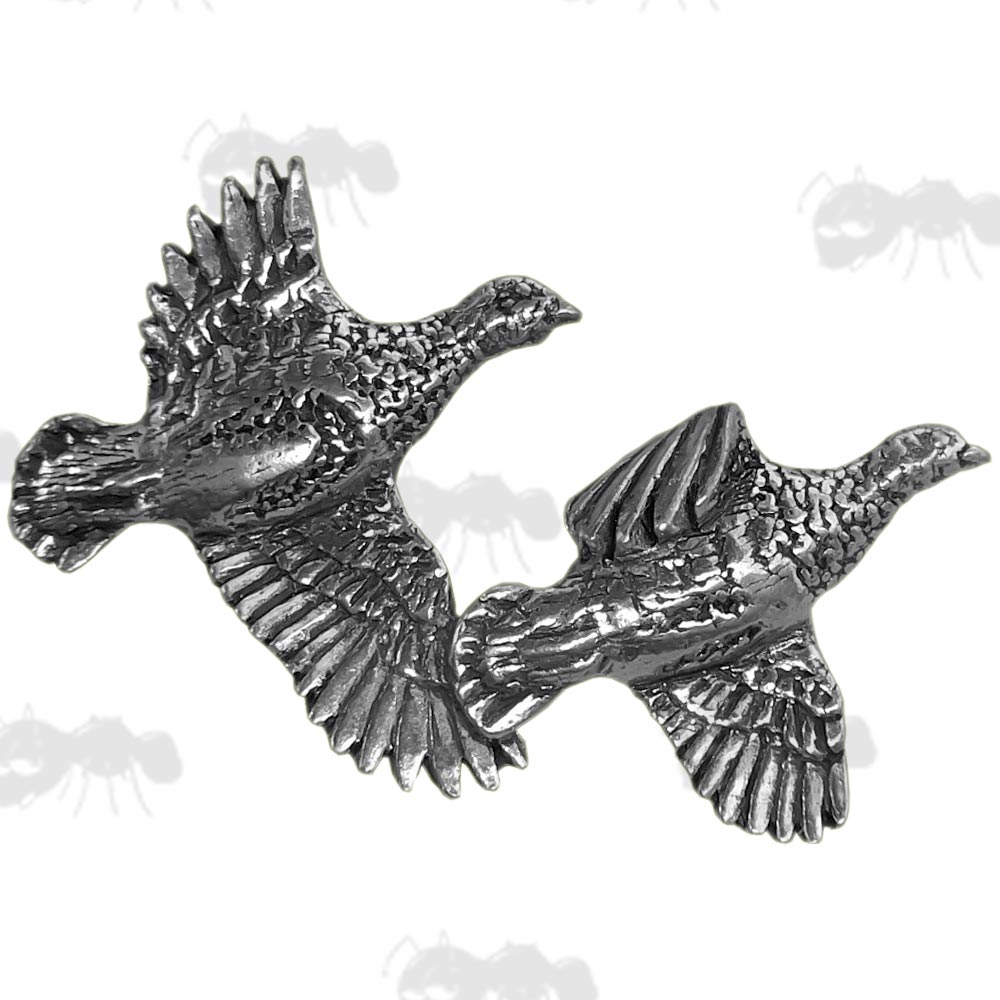 Two Partridges in Flight Pewter Badge