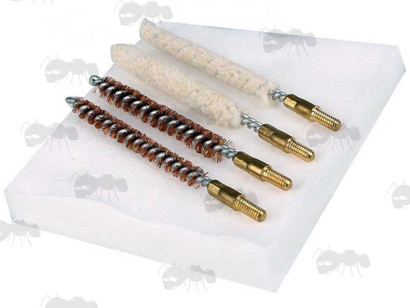 Two .177 and .22 Calibre Bronze Brushes and Mops, and Pack of Cleaning Cloths