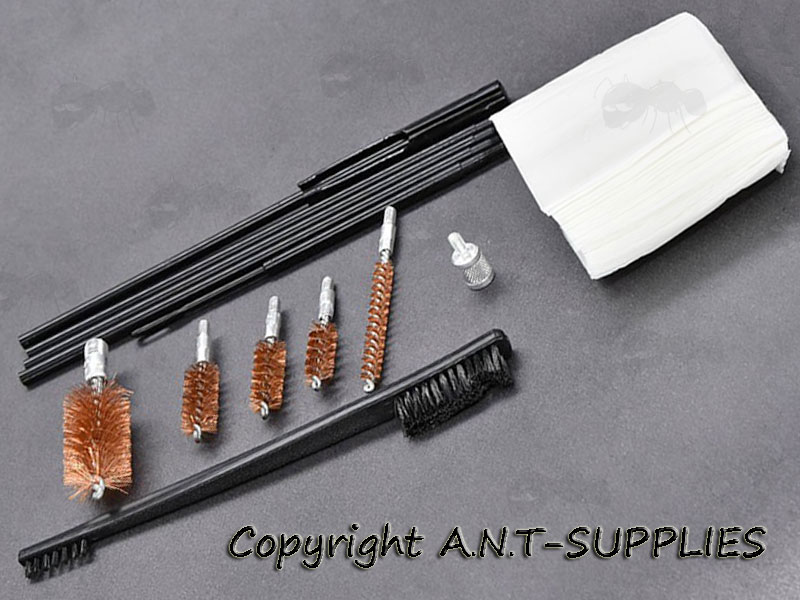 Tactical Gun Barrel Cleaning Black Rod Kit with Square Patch Cloths