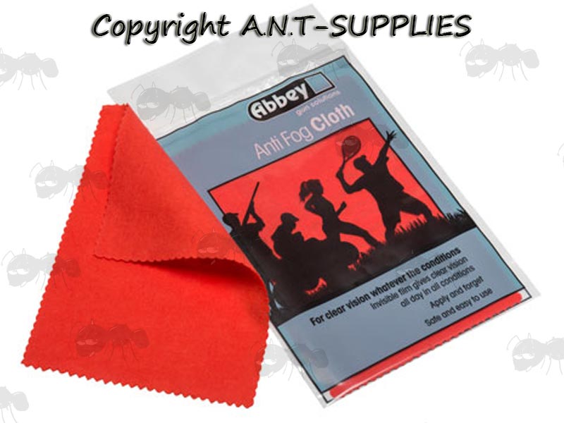 Abbey Red Anti-Fog Lens / Visor Cloth in Grip Seal Bag
