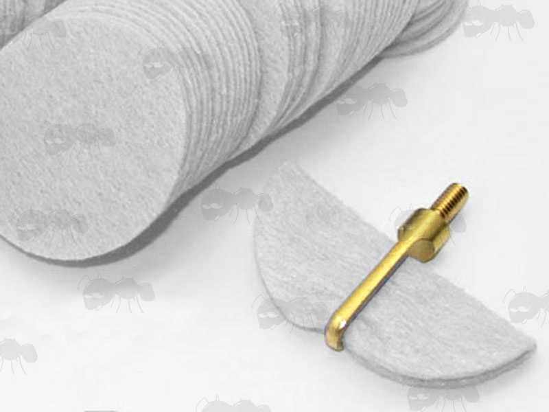 5cm Diameter Blue Gun Barrel Cleaning Disc Fitted To a Brass Patch Pullet Rod Attachment
