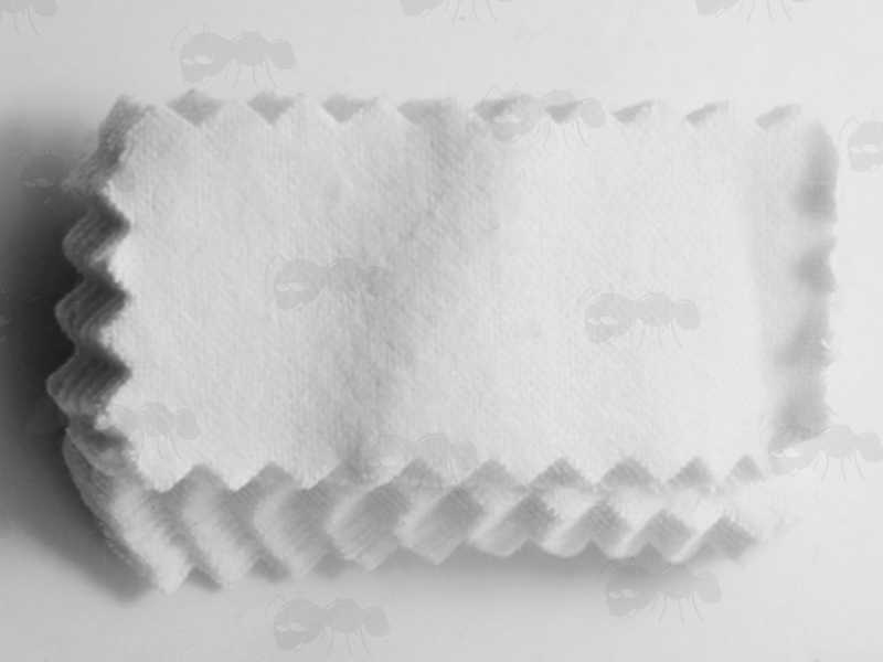 Pack of One Hundred 38mm x 76mm Serrated Edge Gun Barrel Cloth Patches