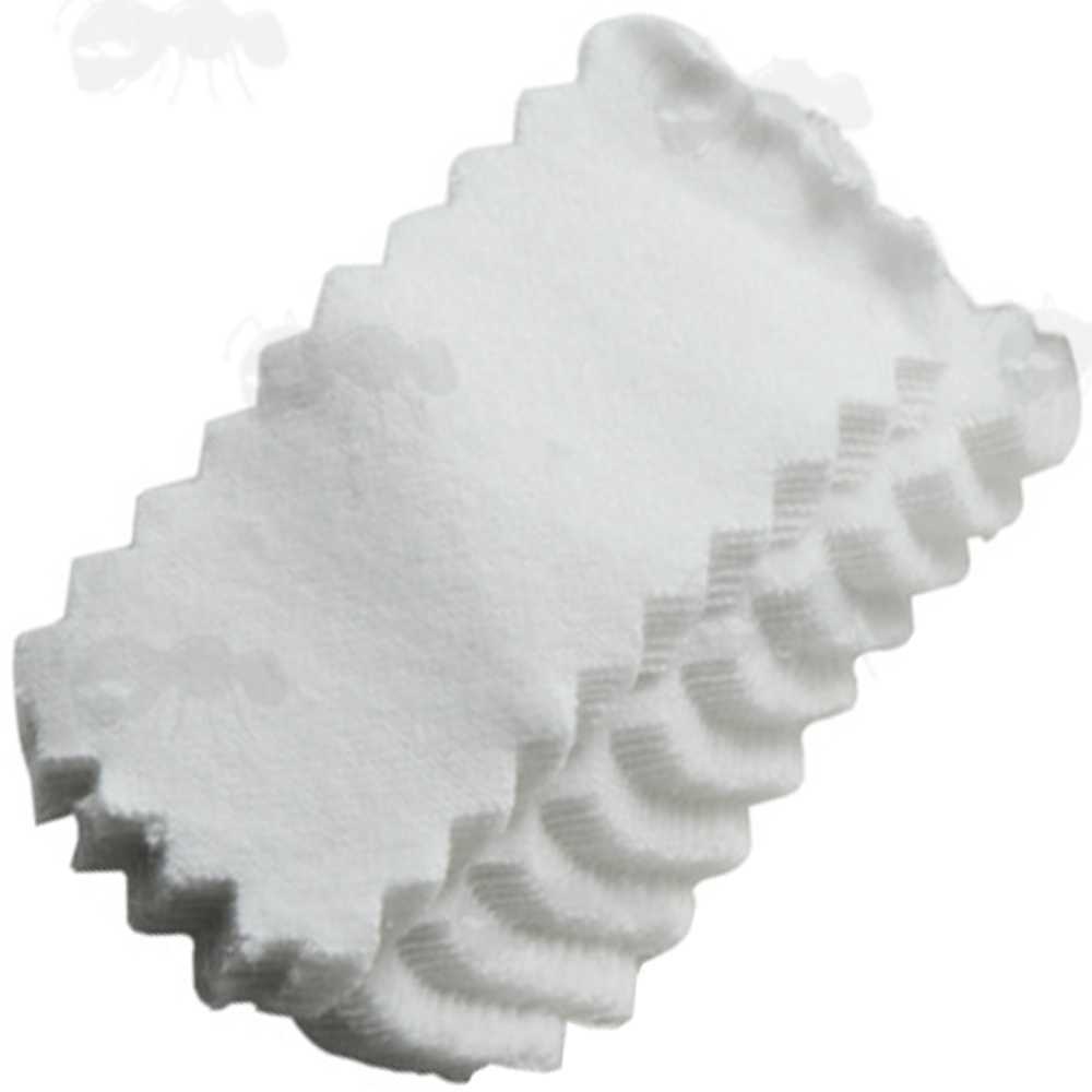 Pack of One Hundred 38mm x 76mm Serrated Edge Gun Barrel Cloth Patches