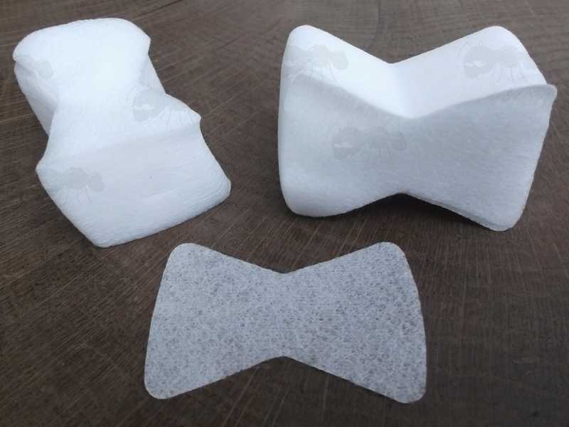 Pack of One Hundred Bow Tie / Hourglass Shaped 30mm x 45mm Gun Barrel Cloth Patches