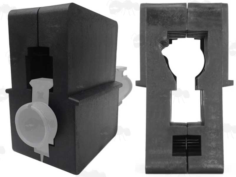 AR / M16 Black Polymer Upper Receiver Vise Block, Shown in Use