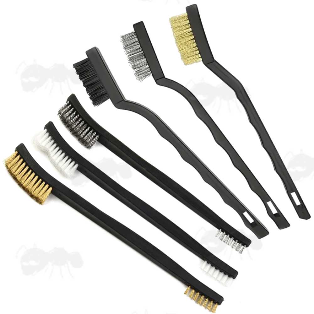 Gun Cleaning Set of Bronze, Nylon and Stainless Steel Brushes