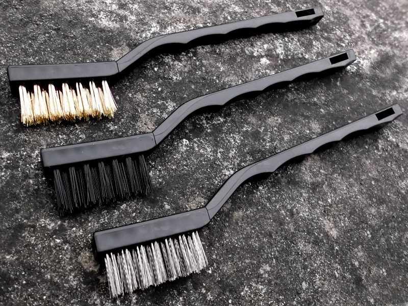 Three Gun Cleaning Brushes with Angled Bristle Heads