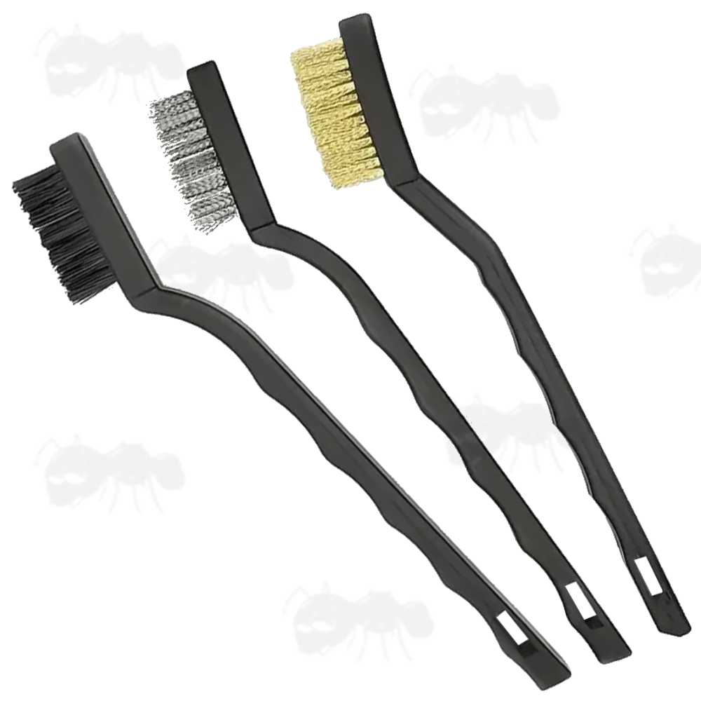Gun Cleaning Set of Bronze, Nylon and Stainless Steel Brushes