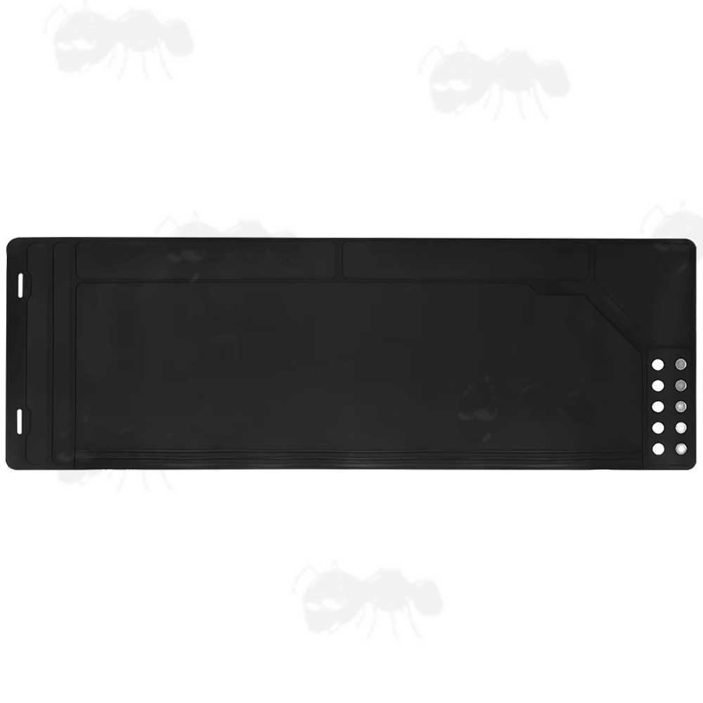 Black Coloured Rubber Rifle / Shotgun Sized Cleaning / Maintenance Mat with Moulded Compartments for Parts and Magnetic Section