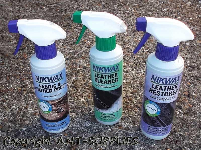 Two 300ml Spray Bottles Of NikWax Footwear Cleaning Gel and Fabric and Leather Proofer Gun Stock Finish