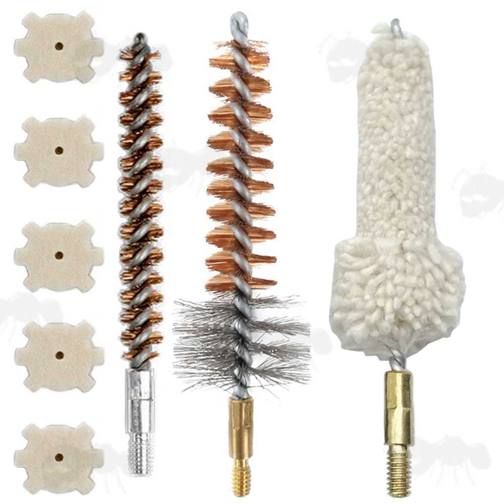 .30 - .308 / 7.62mm Calibre Chamber Cleaning Wire Brushes and Star Felt Pad Set