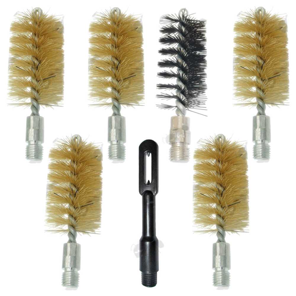 Seven Piece of 12 Gauge #5/16x27 Male Nylon and Hog Bristle Wire Brush and Patch Puller Loop