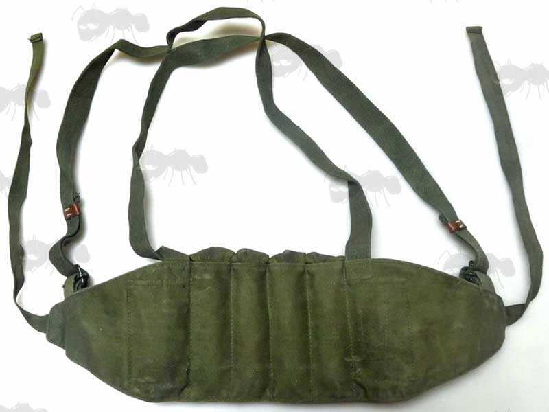 Rear view of The Green Canvas Vietnam Era 6 Cell AK Rifle Ammo Chest Rig