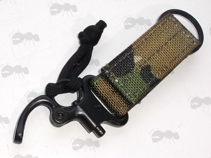 Multicamo Nylon Webbing MOLLE Strap with Open Snap Shackle and Pull Cord