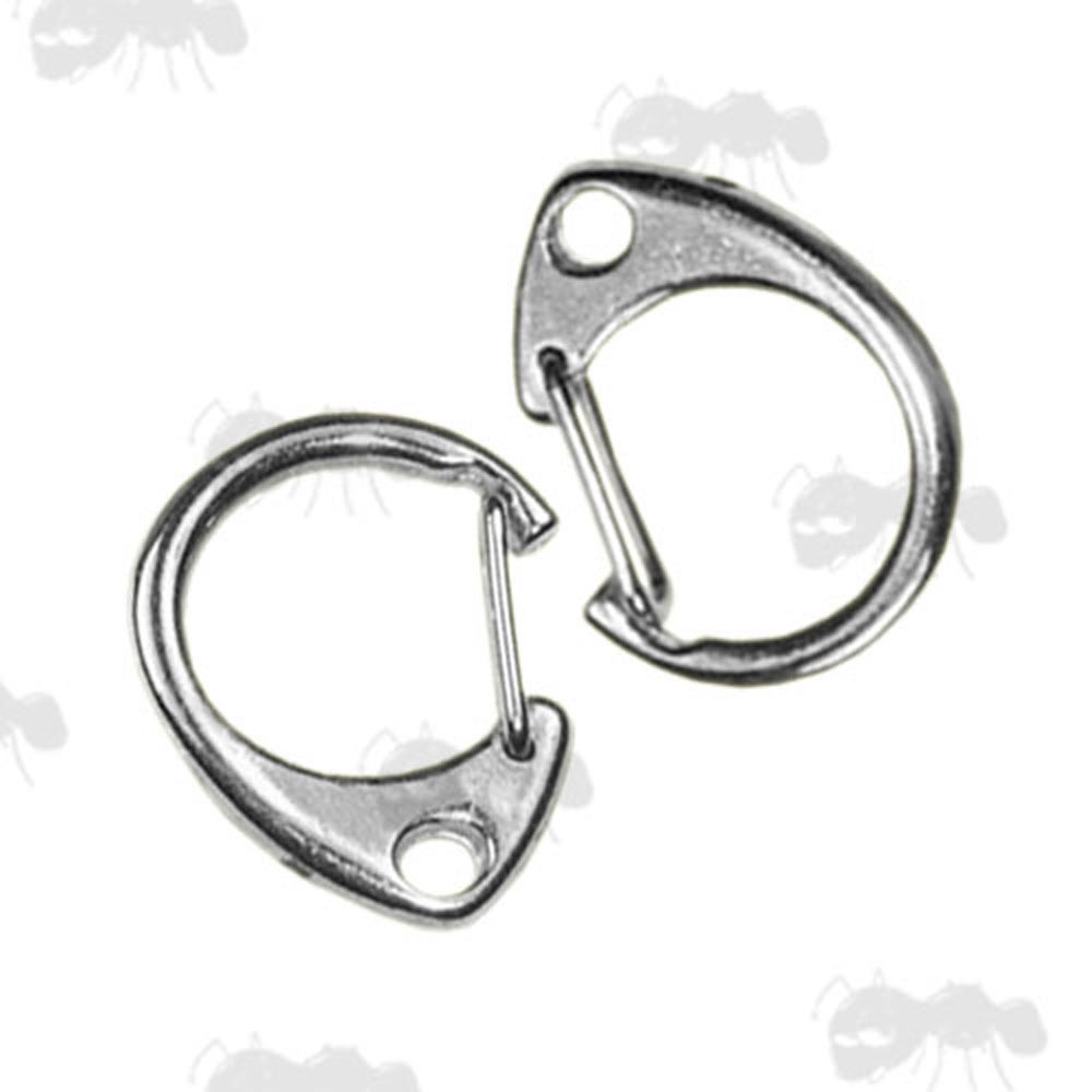 Round Shaped Silver Pair of Metal Snap Clips for Paracord Lanyards