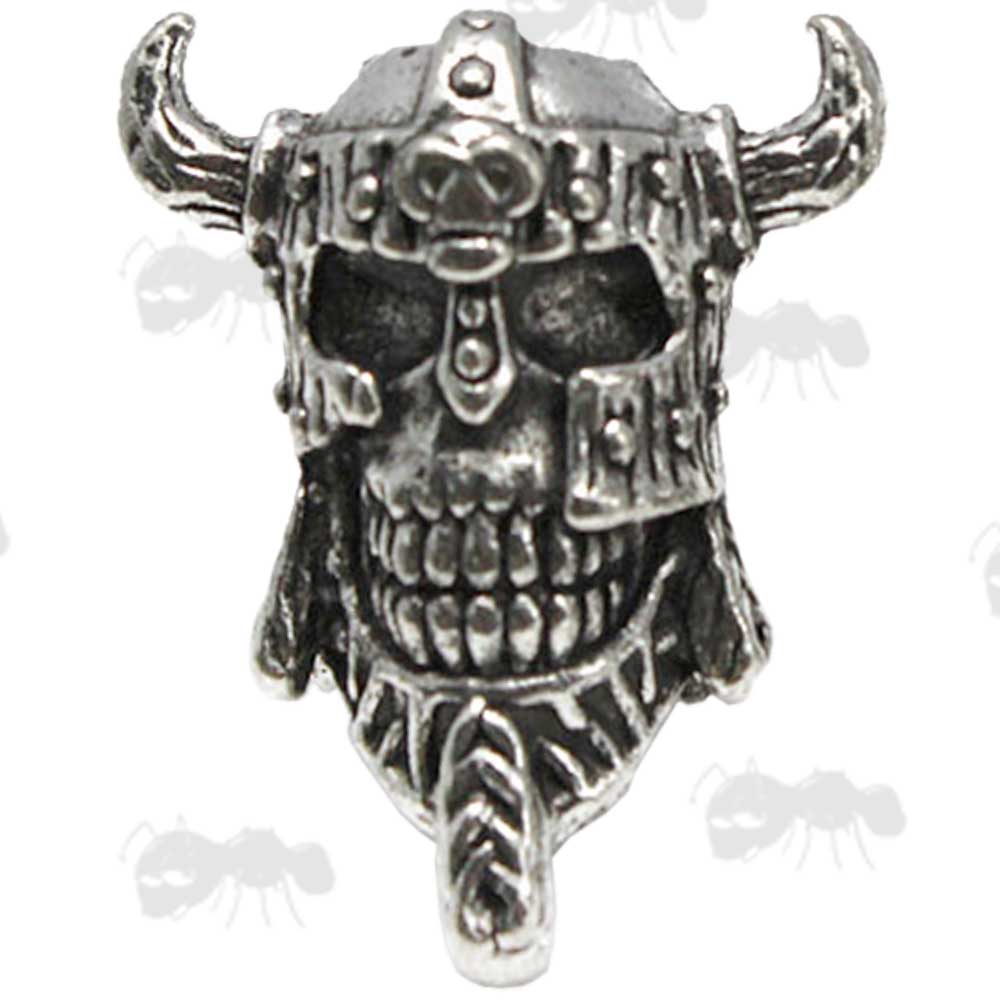Metal Viking Skull with Helmet Paracord Bead