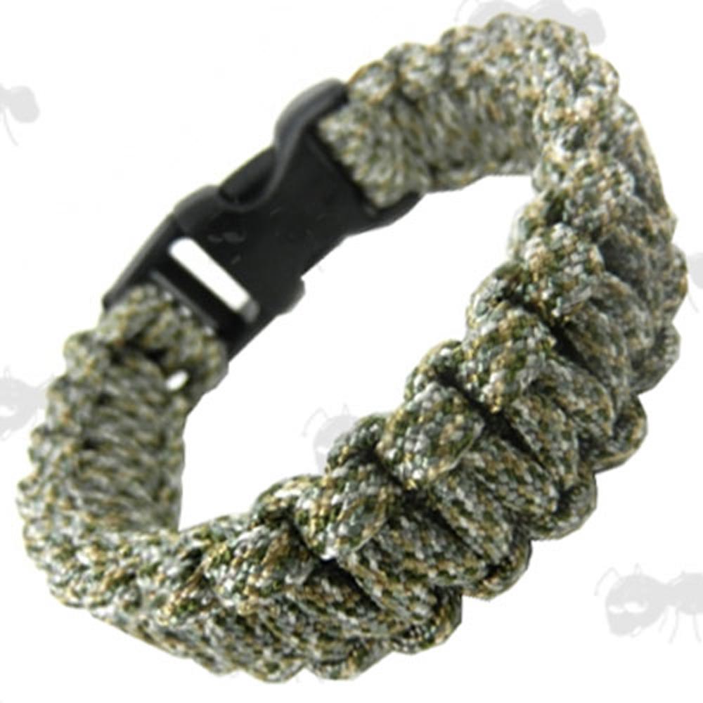 Green ACU Camo Paracord Survival Bracelet with Quick Release Buckle