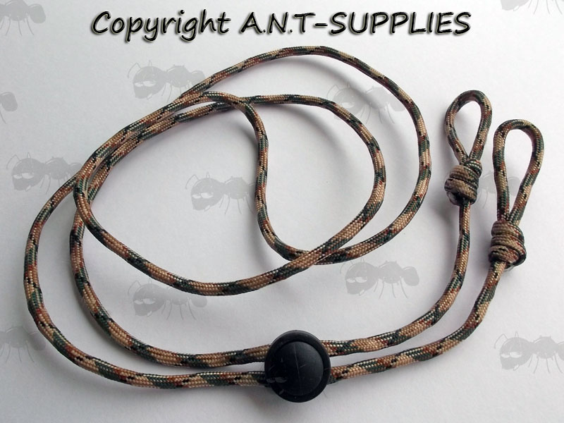Desert Scrub Camouflage Paracord Game Call Lanyard with Two Drops