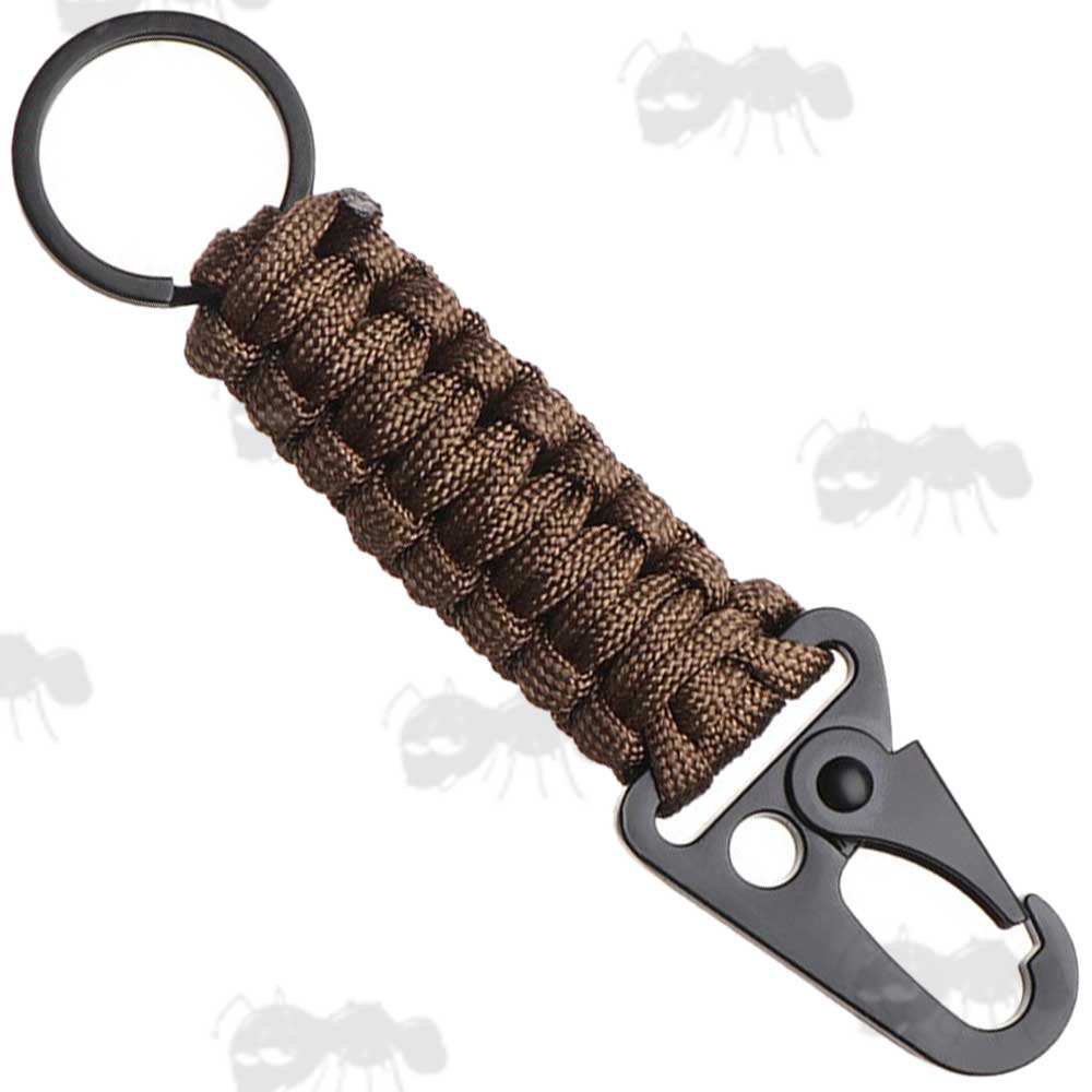 Brown Paracord Keychain With Quick Fit HK Style Clip
