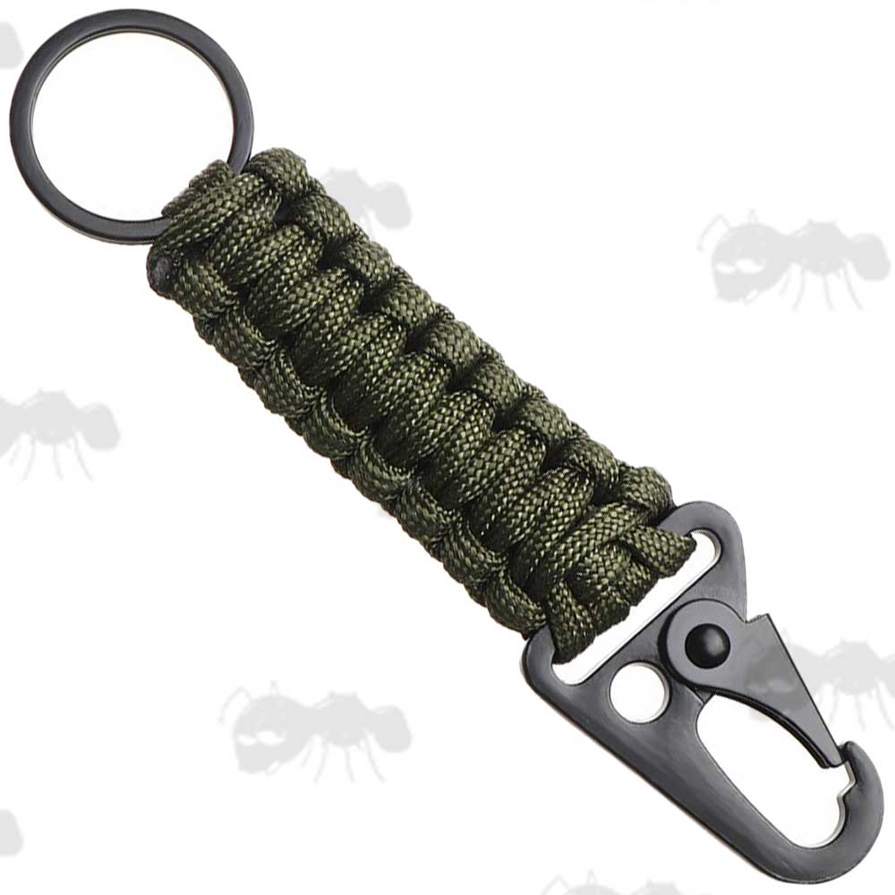 Green Paracord Keychain With Quick Fit HK Style Clip