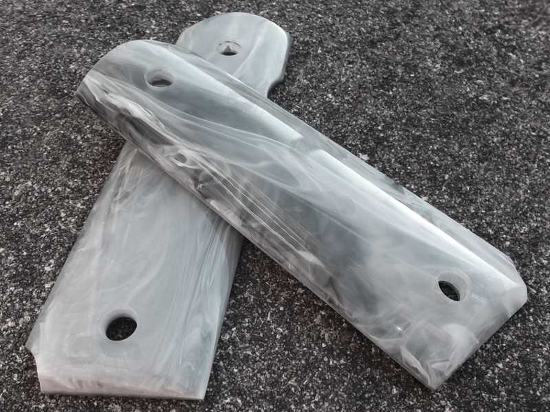 Pair of Full Size Marble Patterned Effect Acrylic Smooth Finish 1911 Pistol Grips