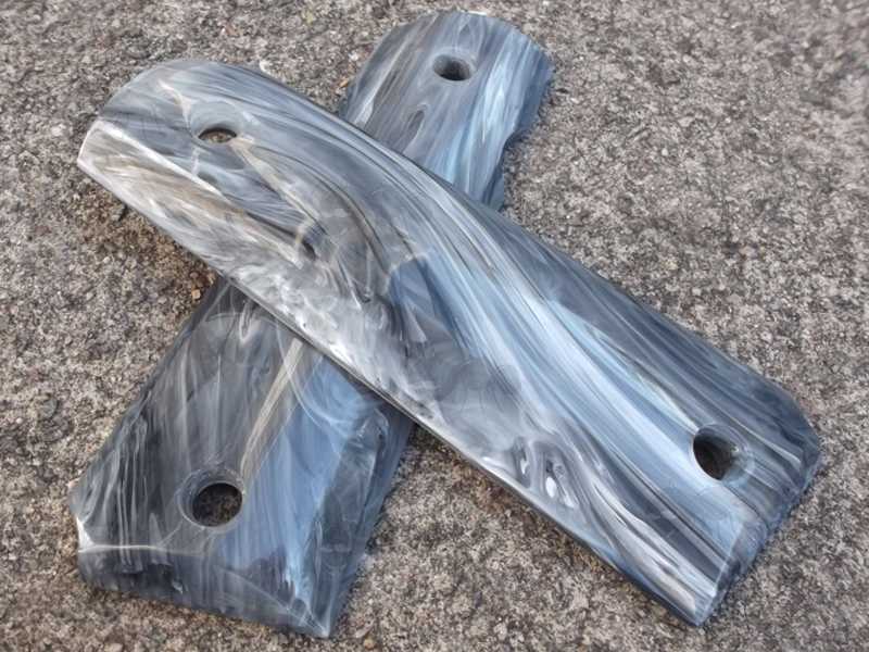 Pair of Full Size Marble Patterned Effect Acrylic Smooth Finish 1911 Pistol Grips