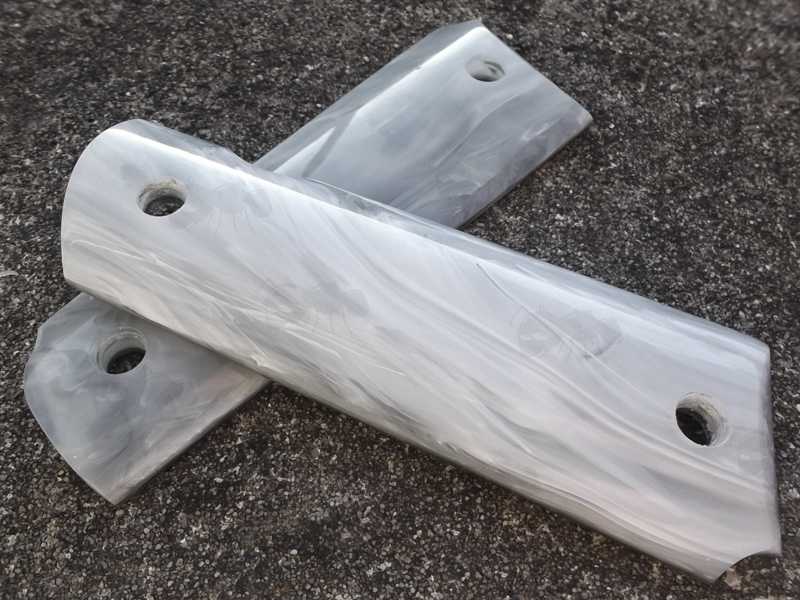 Pair of Full Size Marble Patterned Effect Acrylic Smooth Finish 1911 Pistol Grips