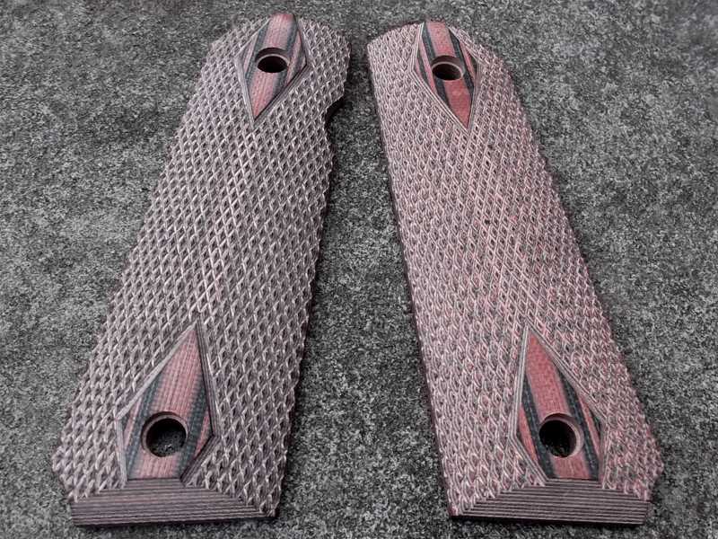 Rosewood Colt 1911 Handgun Diamond Textured Grip Panels