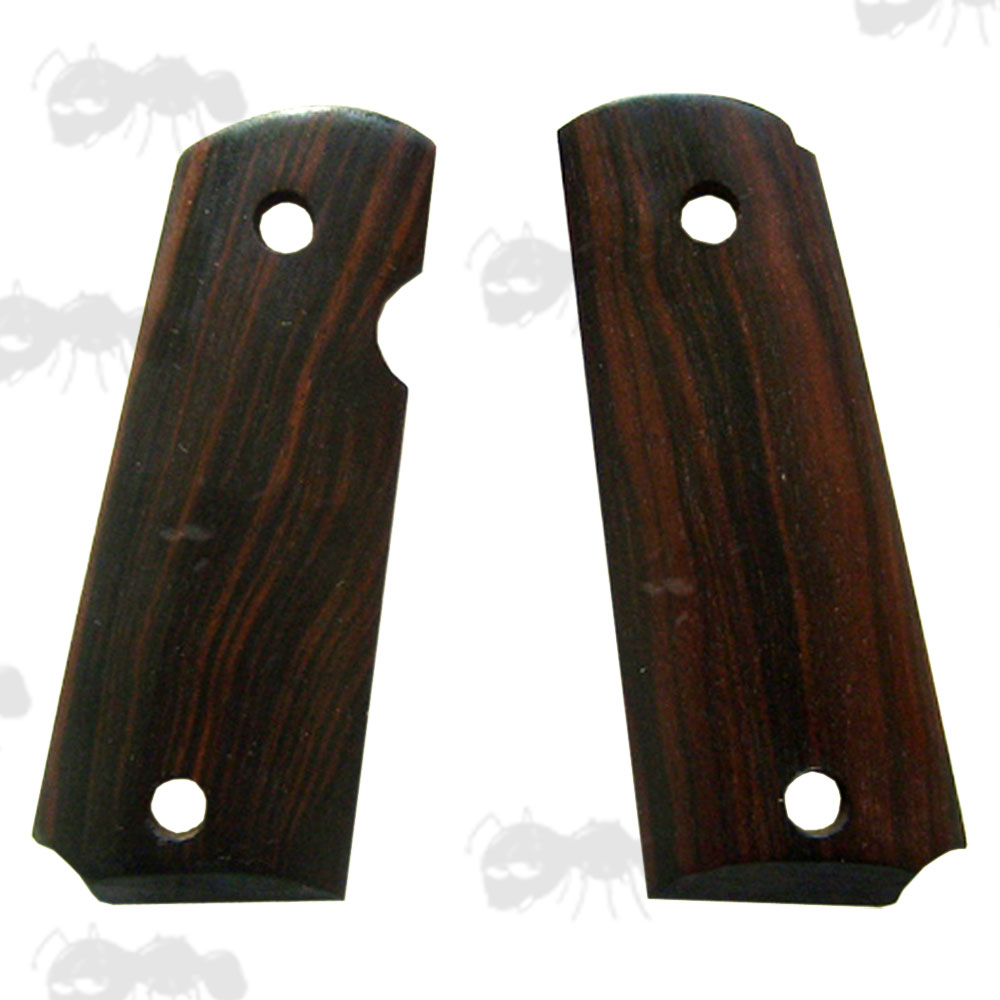 Pair of Indonesia Ebony Compact Officer 1911 Pistol Grips